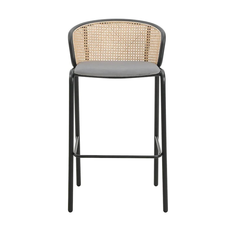 Taburetes de bar (estructura de acero negro con recubrimiento en polvo) — Juego de 2 (modelo: 37)