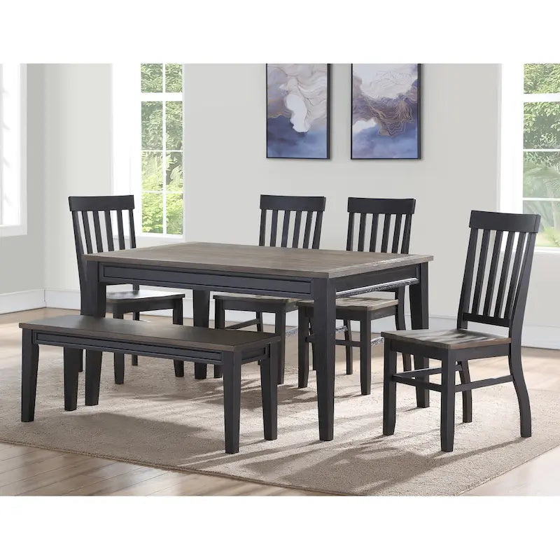 Chaises de salle à manger bicolores en ébène et bois flotté — Lot de deux