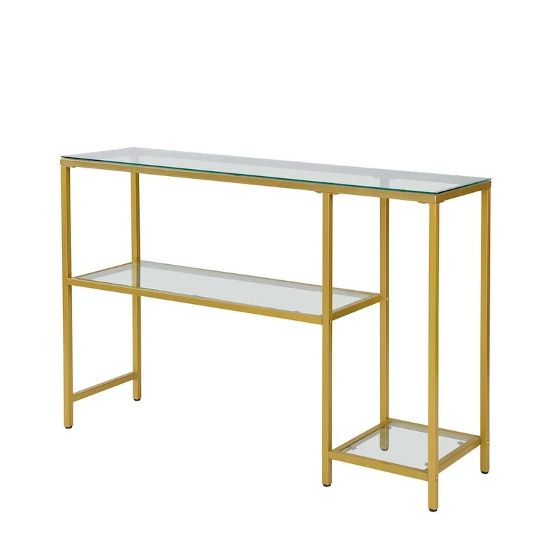 Table d’entrée avec étagère — dorée
