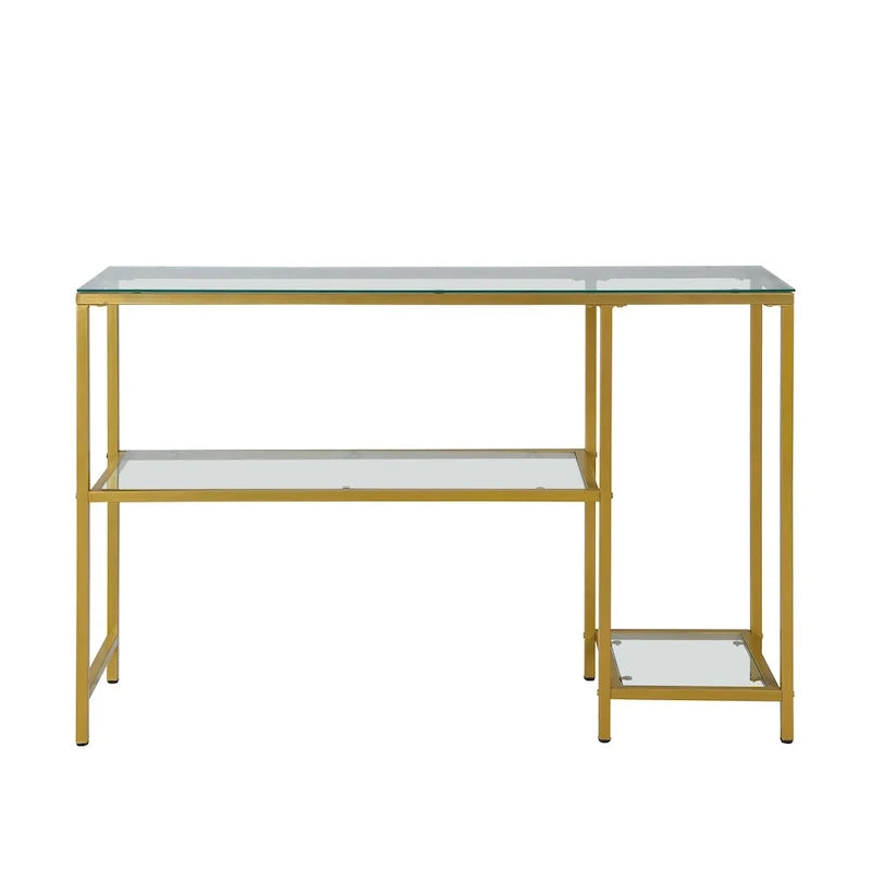 Table d’entrée avec étagère — dorée