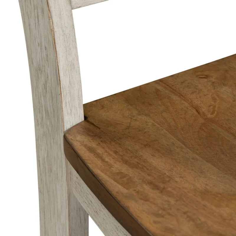 Chaise d’appoint à dossier à barreaux de style champêtre, finition blanc antique réinventée (lot de 2)