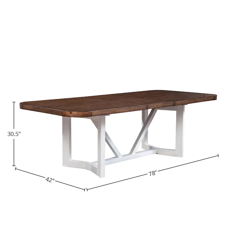 Table de salle à manger en bois bicolore — marron et blanc