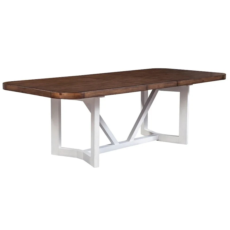 Table de salle à manger en bois bicolore — marron et blanc