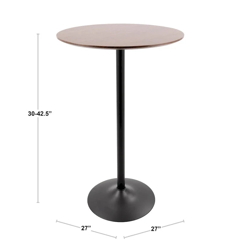 Verstellbarer Ess-, Theken- oder Bartisch aus Metall und Holz in Steinoptik