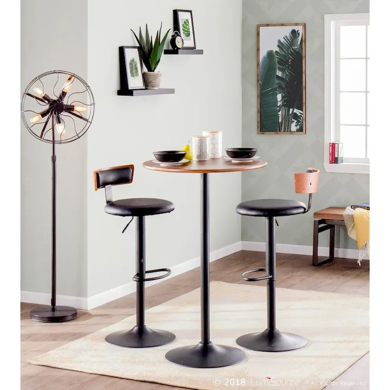 Verstellbarer Ess-, Theken- oder Bartisch aus Metall und Holz in Steinoptik