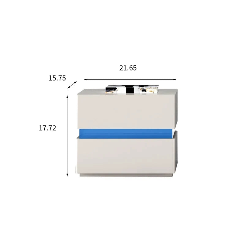 17.72 H intelligenter LED-Nachttisch mit Ladestation und Schublade fürs Schlafzimmer in Schwarz/Weiß/Creme