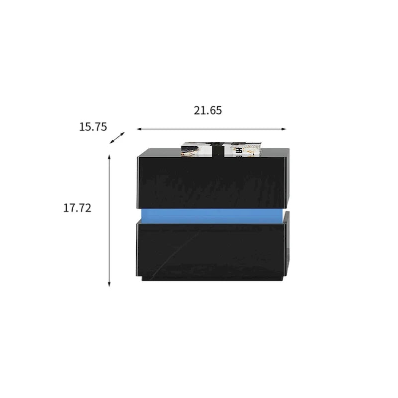 17.72 H intelligenter LED-Nachttisch mit Ladestation und Schublade fürs Schlafzimmer in Schwarz/Weiß/Creme