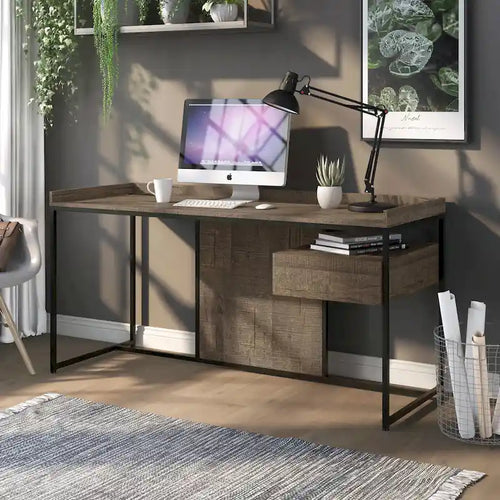 Escritorio de acero para computadora de 63 pulgadas con puertos USB