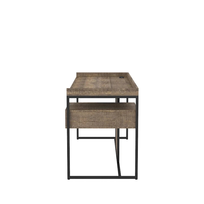 Stahlschreibtisch für Computer, 63 Zoll, mit USB-Anschlüssen