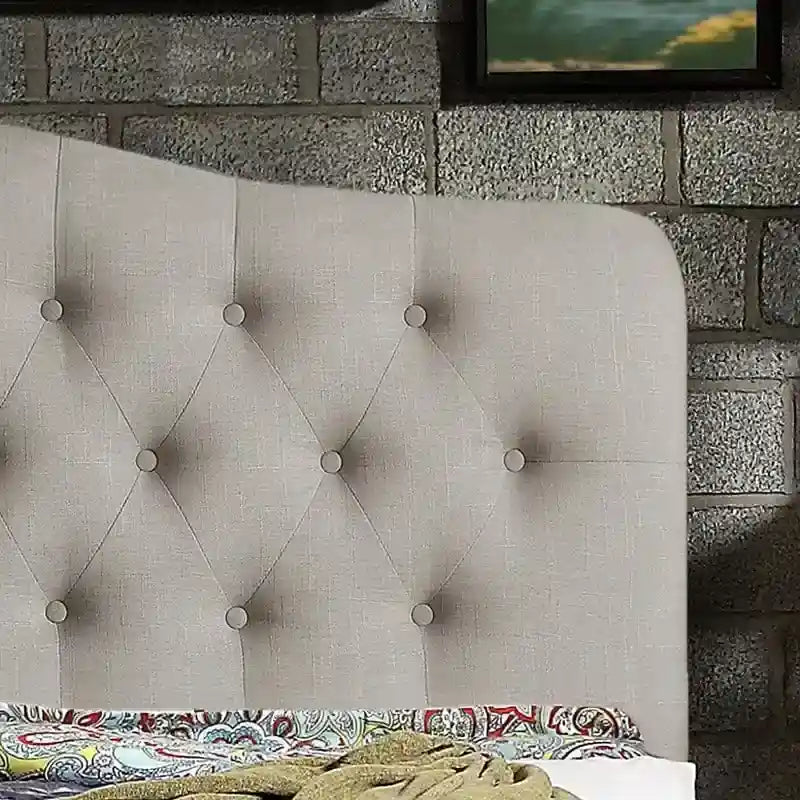 Cadre de lit plateforme incurvé rembourré avec capitonnage à boutons