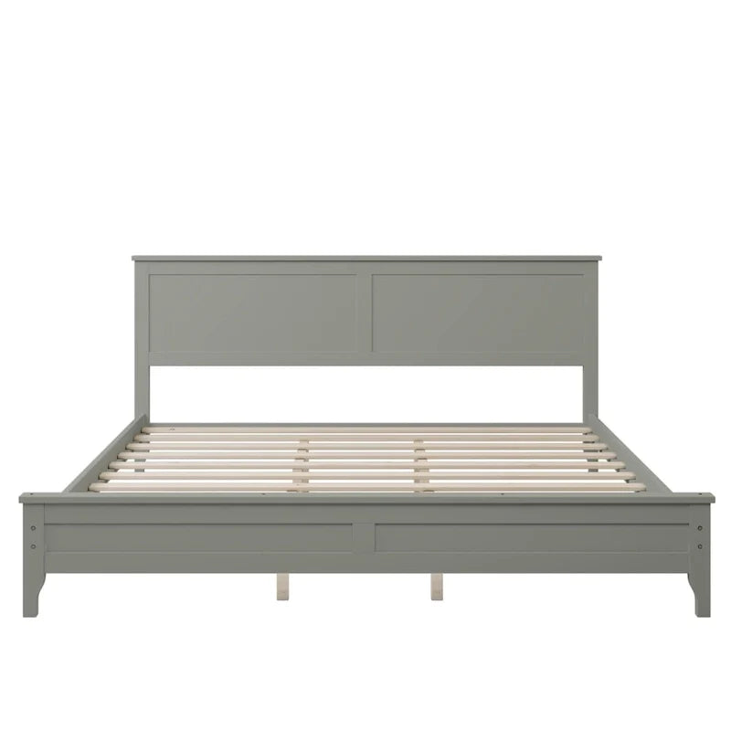 Lit plateforme king size moderne en bois massif gris