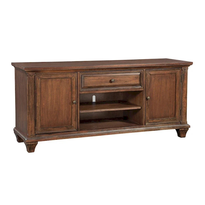 Mueble de TV de madera de cerezo estilo rústico - 66 pulgadas de ancho