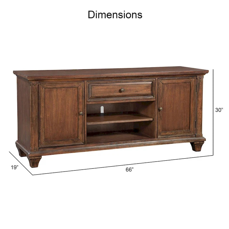 Mueble de TV de madera de cerezo estilo rústico - 66 pulgadas de ancho