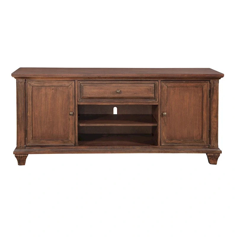 Mueble de TV de madera de cerezo estilo rústico - 66 pulgadas de ancho