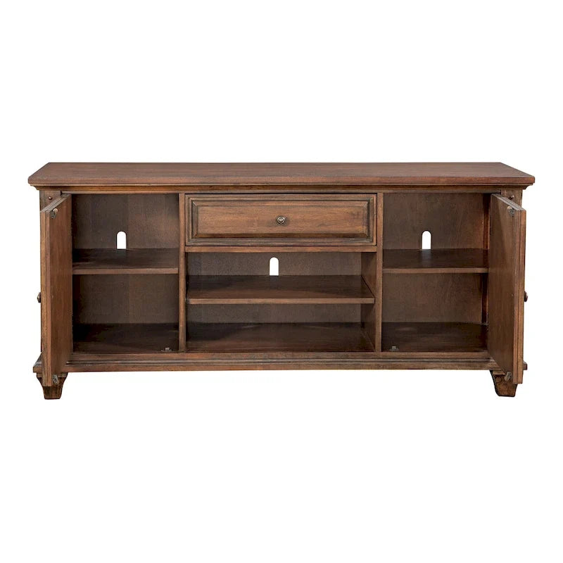 Mueble de TV de madera de cerezo estilo rústico - 66 pulgadas de ancho