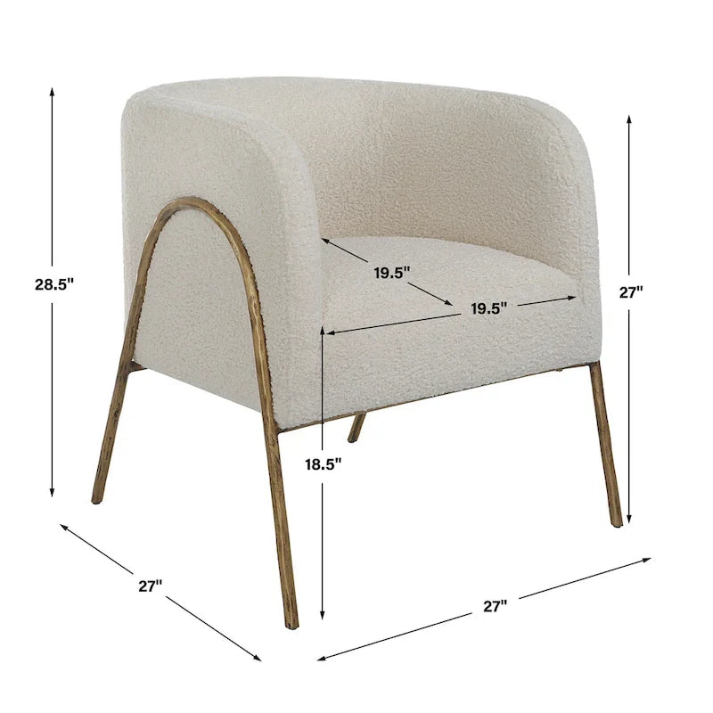 Lounge-Sessel aus cremefarbenem Lammfell - 27 Zoll breit x 28.5 Zoll hoch x 27 Zoll tief