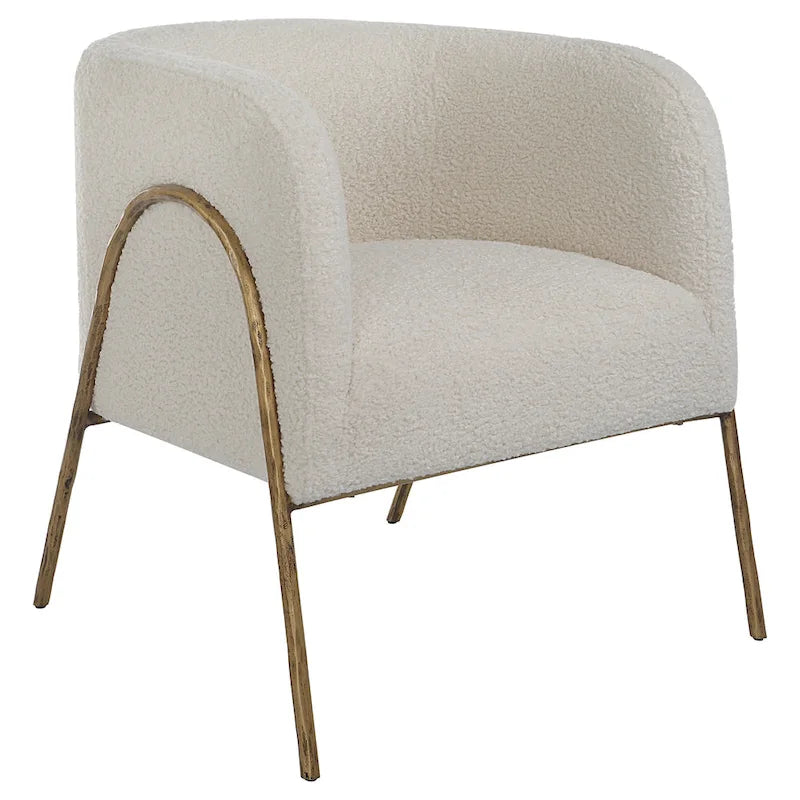 Lounge-Sessel aus cremefarbenem Lammfell - 27 Zoll breit x 28.5 Zoll hoch x 27 Zoll tief