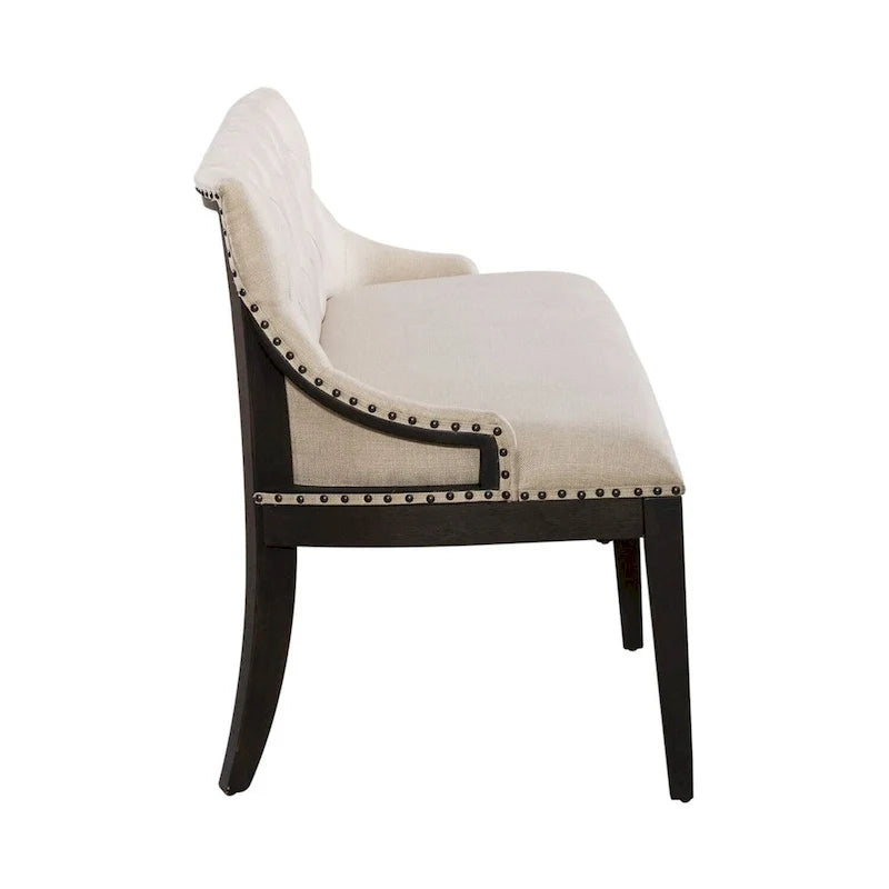 Banc de salle à manger rembourré noir de style ferme américaine