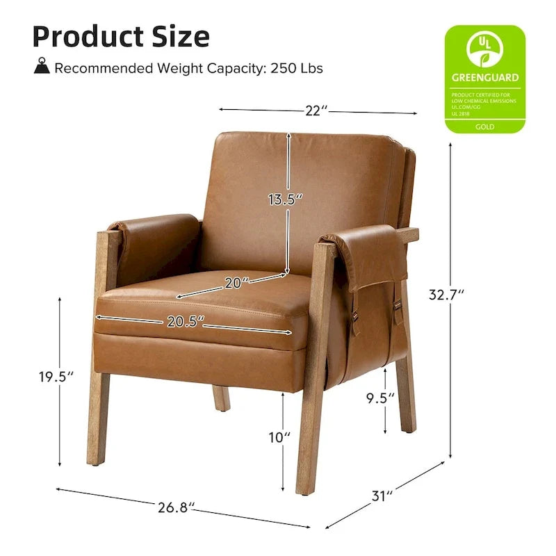Sessel im Landhausstil aus Kunstleder mit Beinen aus Massivholz, zwei Stühle pro Set.