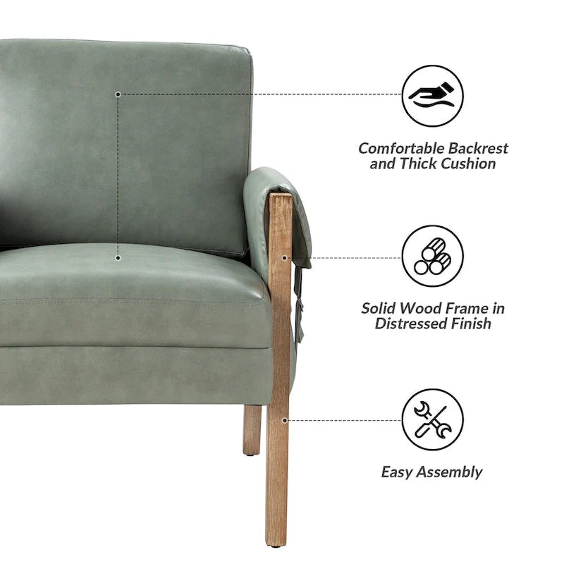 Sessel im Landhausstil aus Kunstleder mit Beinen aus Massivholz, zwei Stühle pro Set.