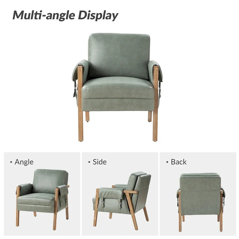 Sessel im Landhausstil aus Kunstleder mit Beinen aus Massivholz, zwei Stühle pro Set.
