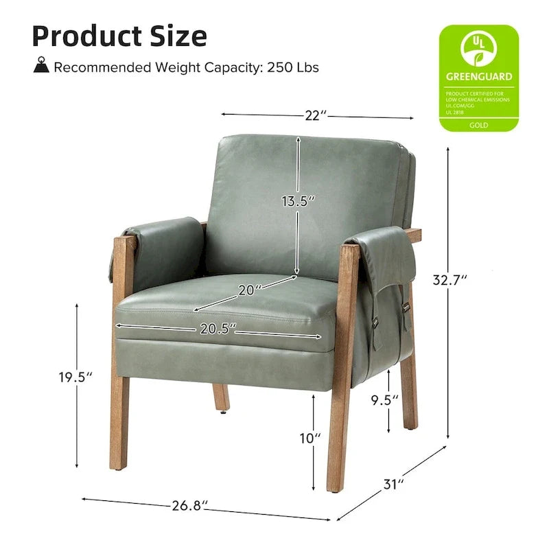 Sessel im Landhausstil aus Kunstleder mit Beinen aus Massivholz, zwei Stühle pro Set.