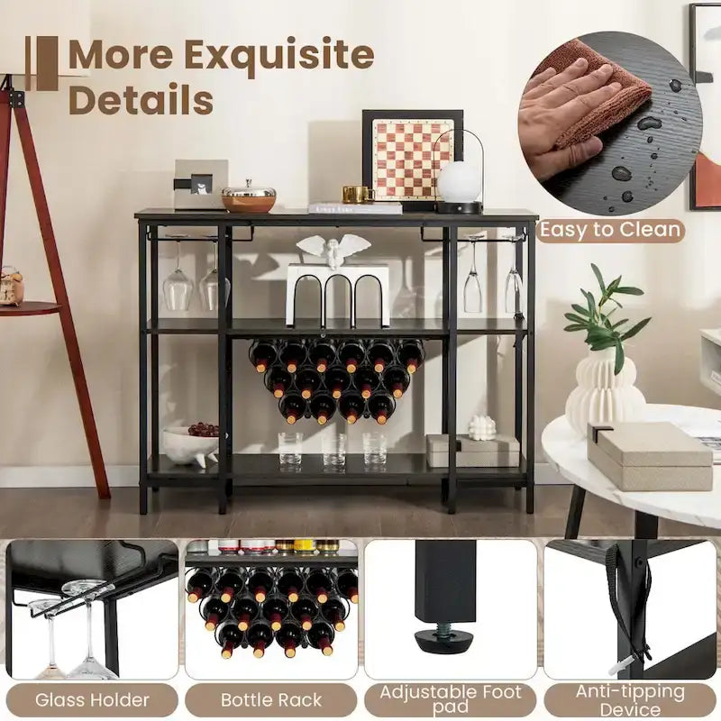 Armoire à vin et étagère de bar — table de présentation pour boissons et verres (comprend...) — Voir les détails