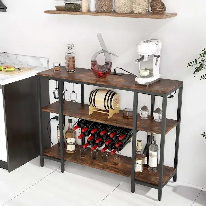 Armoire à vin et étagère de bar — table de présentation pour boissons et verres (comprend...) — Voir les détails