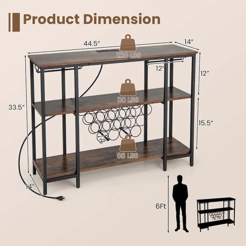 Armoire à vin et étagère de bar — table de présentation pour boissons et verres (comprend...) — Voir les détails