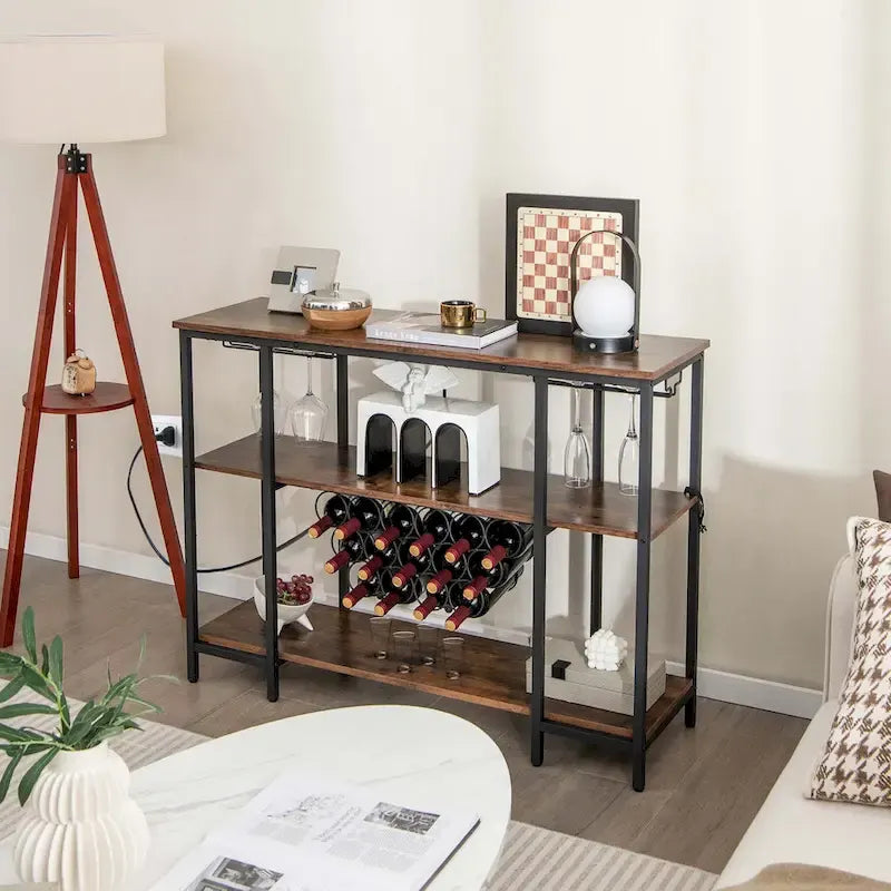 Armoire à vin et étagère de bar — table de présentation pour boissons et verres (comprend...) — Voir les détails