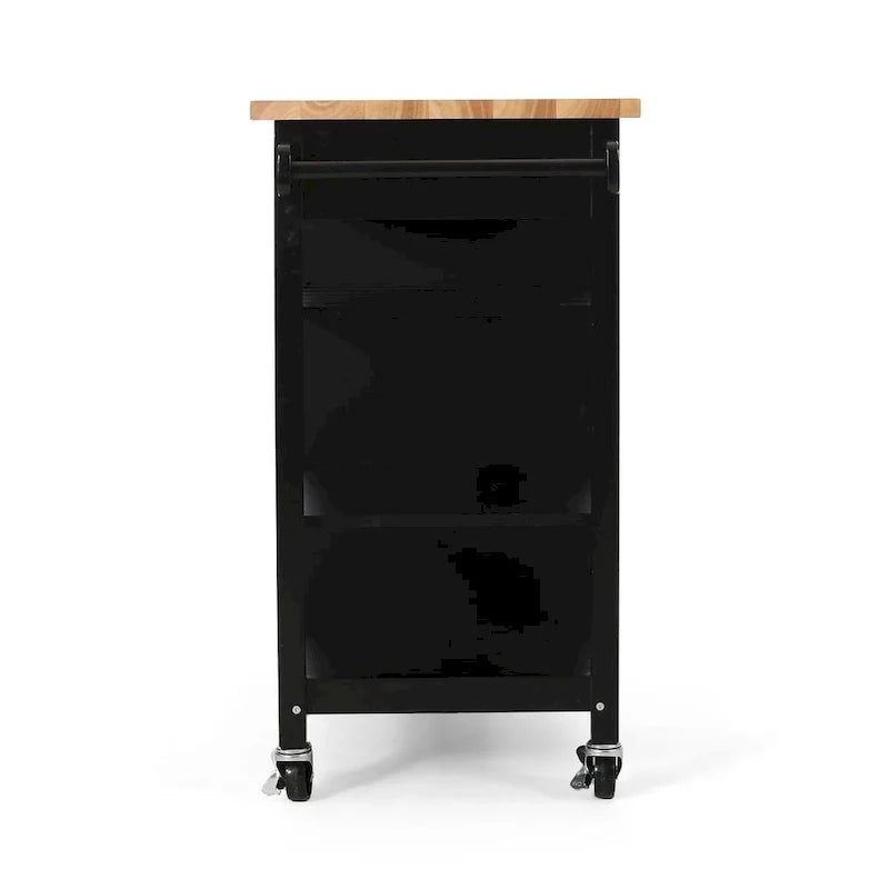 Chariot de cuisine moderne en bois (avec roulettes, tiroir et placard de rangement)