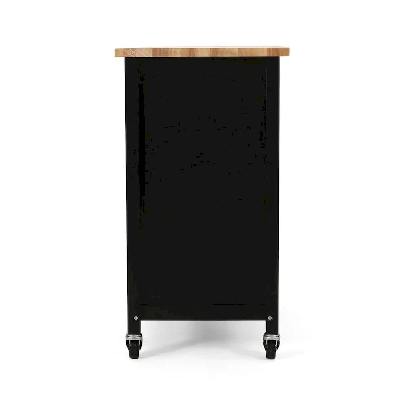 Chariot de cuisine moderne en bois (avec roulettes, tiroir et placard de rangement)