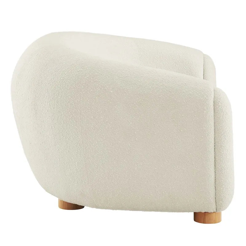 Sofá de tela tapizada de bouclé abundante