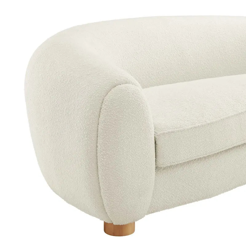 Sofá de tela tapizada de bouclé abundante