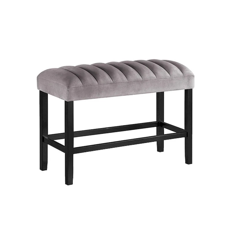 Taburete de altura de bar de 38 pulgadas — Estructura de madera maciza, tapizado de tela, gris