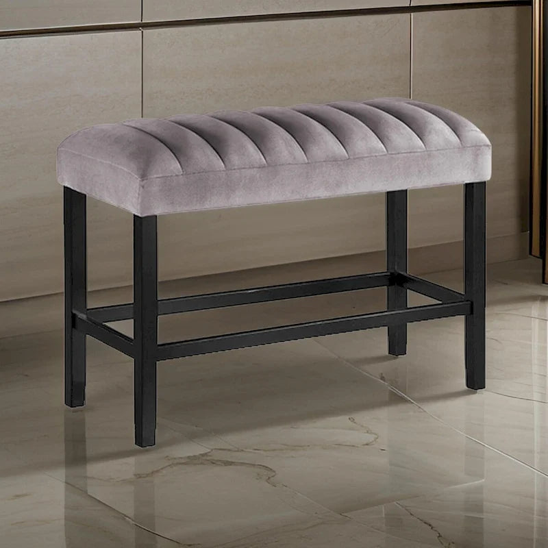 Taburete de altura de bar de 38 pulgadas — Estructura de madera maciza, tapizado de tela, gris