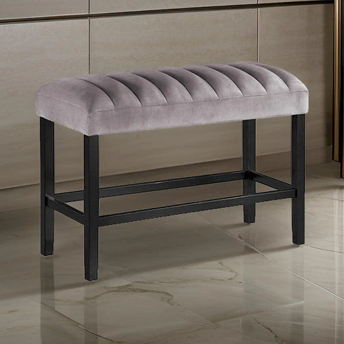 Taburete de altura de bar de 38 pulgadas — Estructura de madera maciza, tapizado de tela, gris