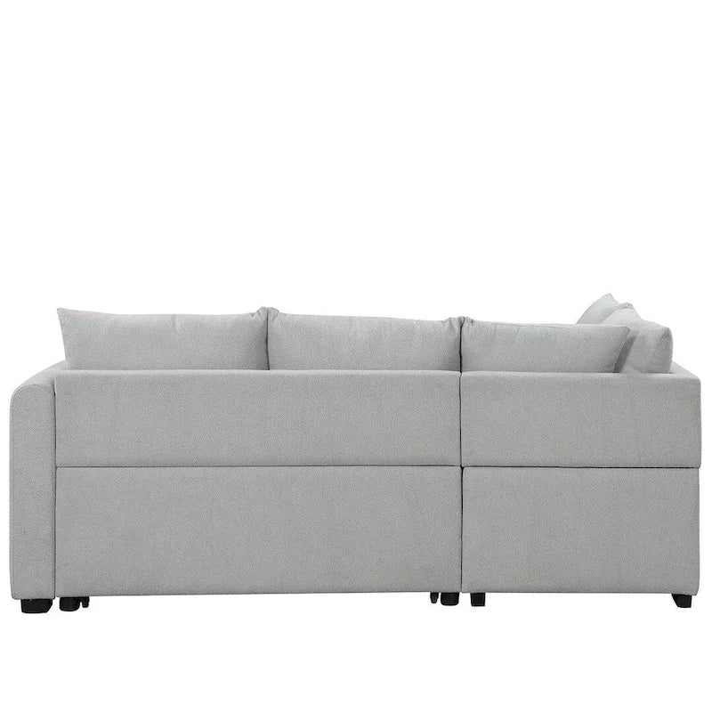 Sofá seccional cama tapizado con otomana de almacenamiento móvil, sofá cama seccional extraíble en forma de L