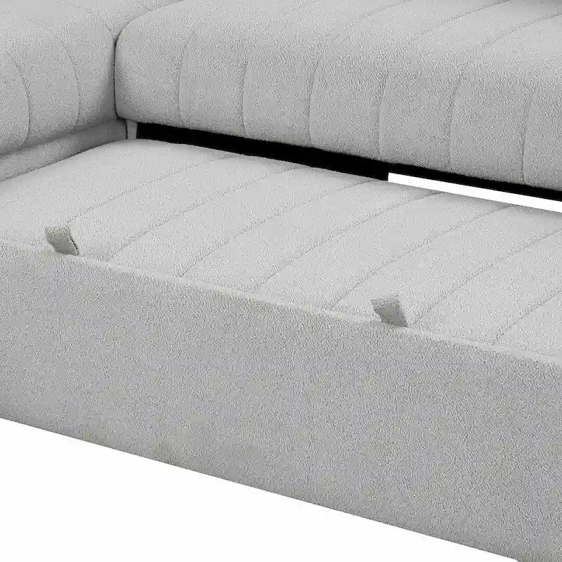 Sofá seccional cama tapizado con otomana de almacenamiento móvil, sofá cama seccional extraíble en forma de L