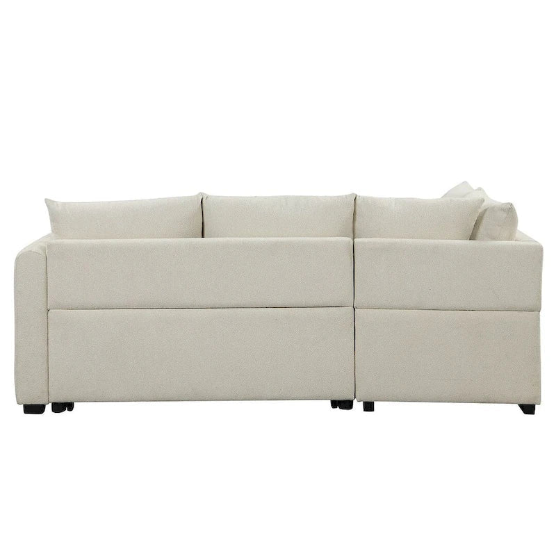 Sofá seccional cama tapizado con otomana de almacenamiento móvil, sofá cama seccional extraíble en forma de L