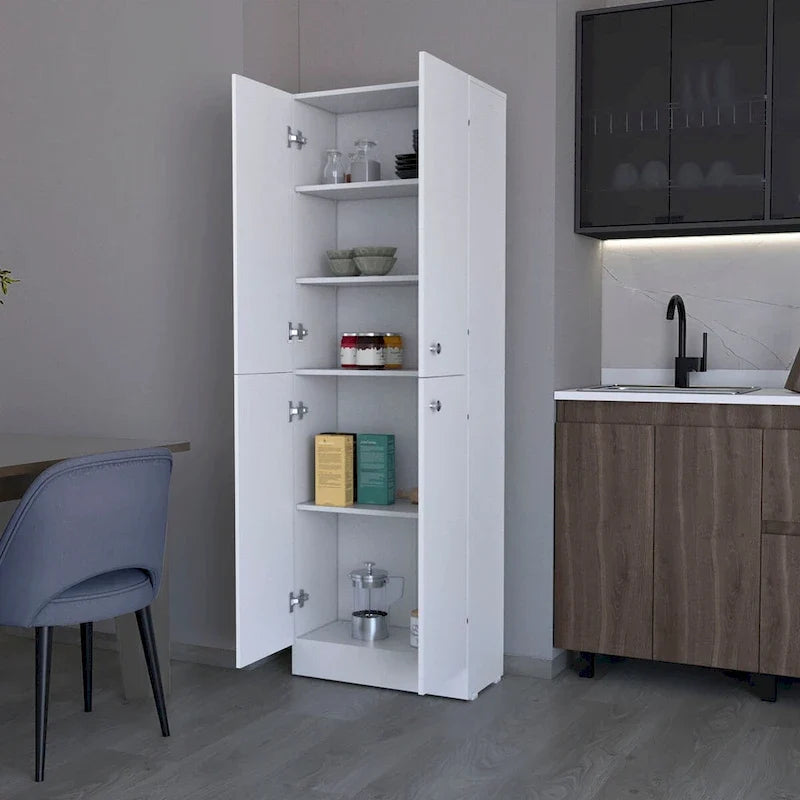 Armoire de rangement à 4 portes et 5 niveaux avec étagères dissimulées — Aucune donnée disponible