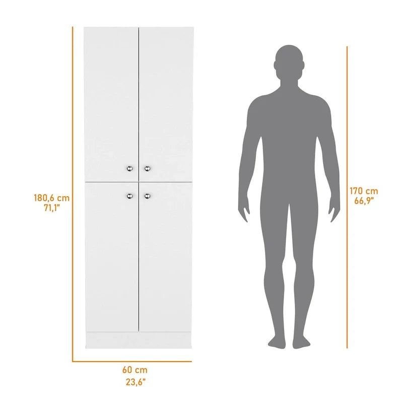 Armoire de rangement à 4 portes et 5 niveaux avec étagères dissimulées — Aucune donnée disponible