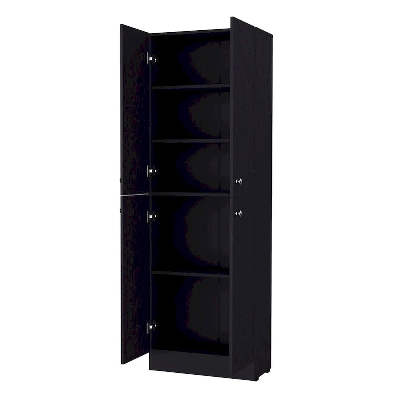 Armoire de rangement à 4 portes et 5 niveaux avec étagères dissimulées — Aucune donnée disponible