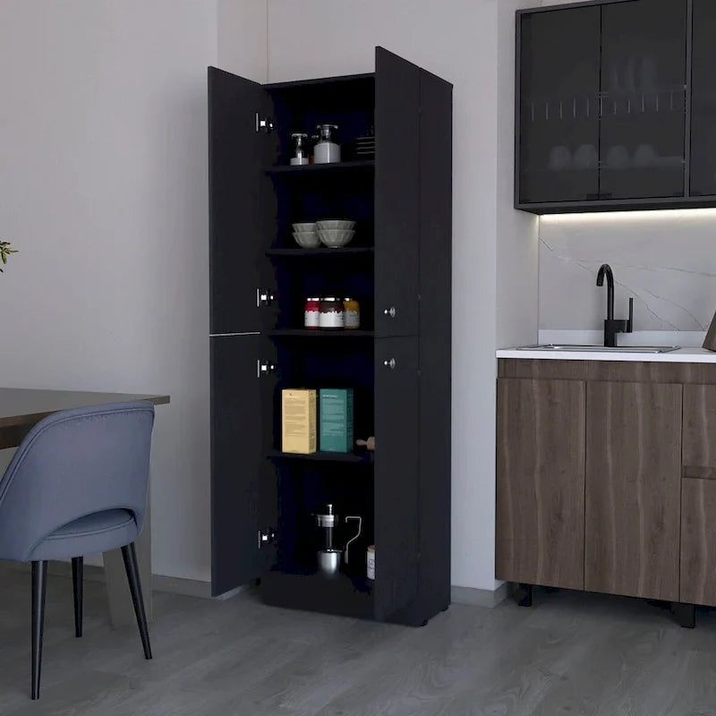 Armoire de rangement à 4 portes et 5 niveaux avec étagères dissimulées — Aucune donnée disponible