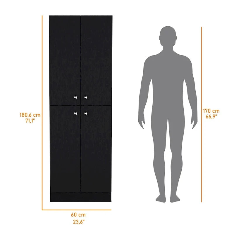 Armoire de rangement à 4 portes et 5 niveaux avec étagères dissimulées — Aucune donnée disponible