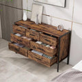 Cómoda de madera con 7 cajones, armario de almacenamiento de madera para dormitorio, armario ropero sólido con resistente estructura de acero