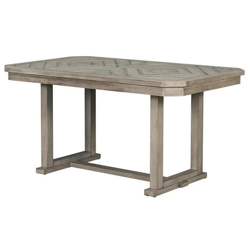 Mesa de comedor de 60 pulgadas, rectangular, con patrón de vetas de madera en forma de diamante, gris