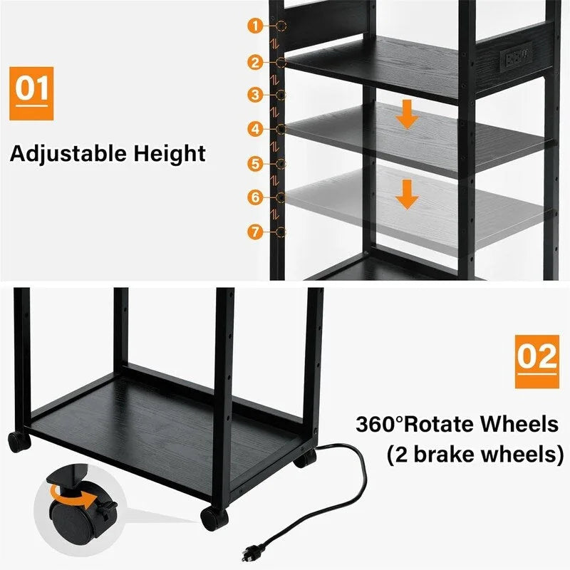 Soporte móvil para impresora de 3 niveles - 19D x 14W x 40H