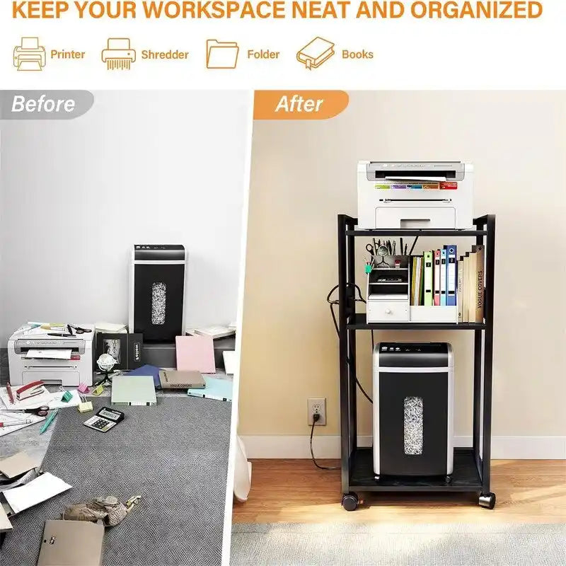 Soporte móvil para impresora de 3 niveles - 19D x 14W x 40H