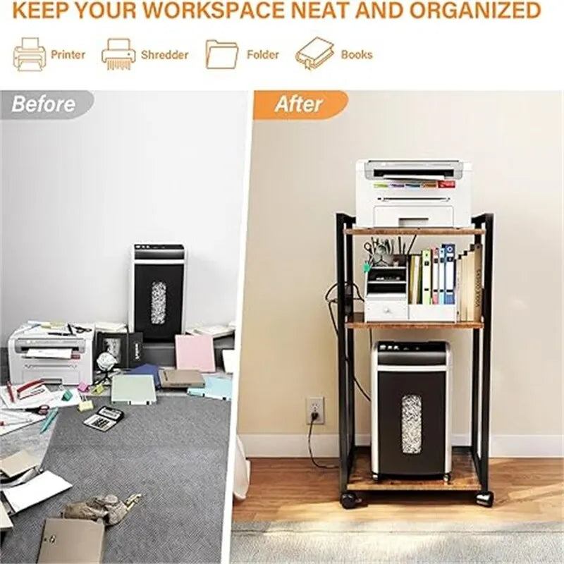 Soporte móvil para impresora de 3 niveles - 19D x 14W x 40H